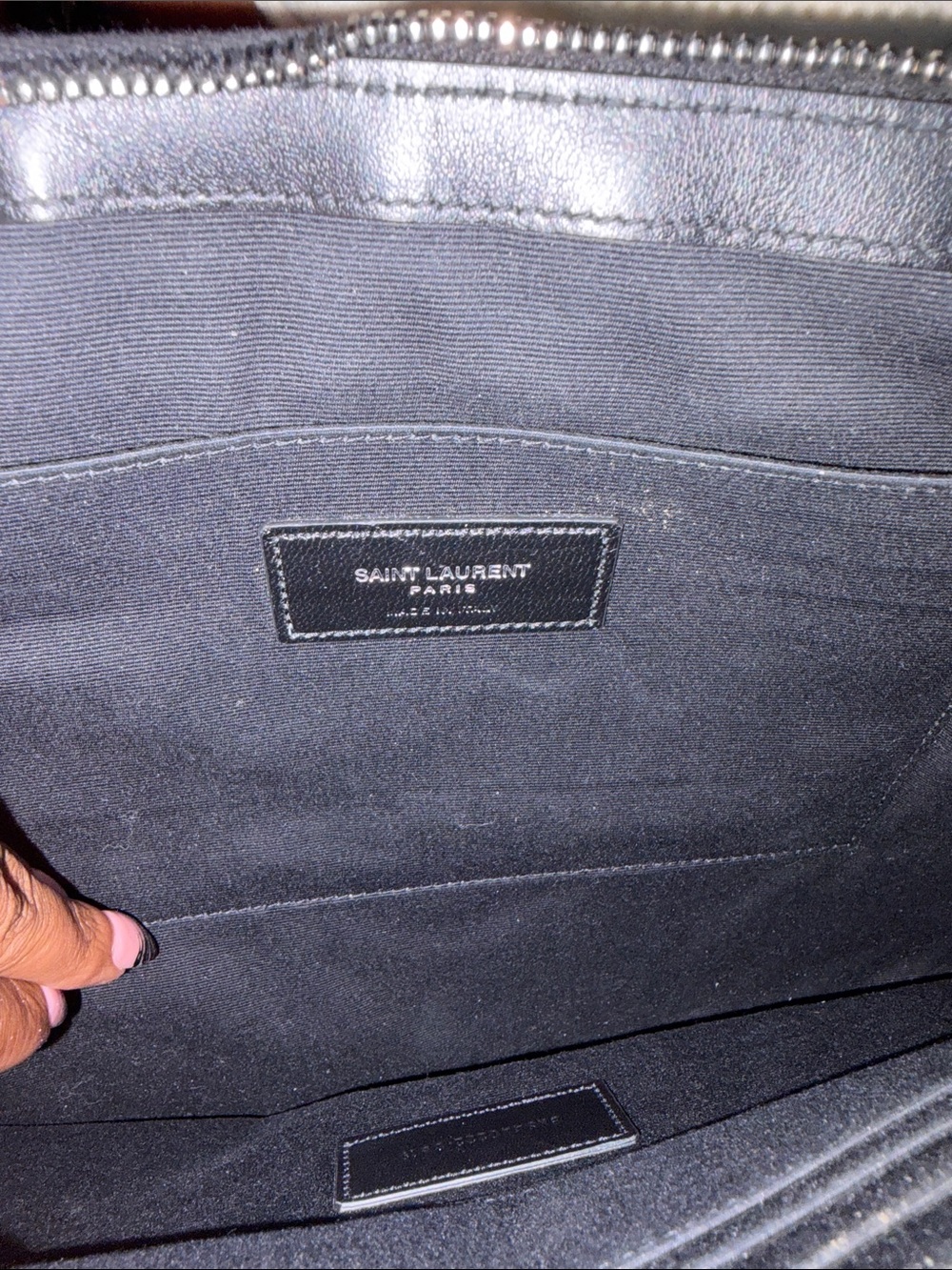 Saint Laurent Black Quilted Chevron Leather Pouch with Silver Hardware - Picture 5 of 5